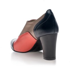 Botine piele naturala Ingrid Rosu Combinat - sau Orice Culoare